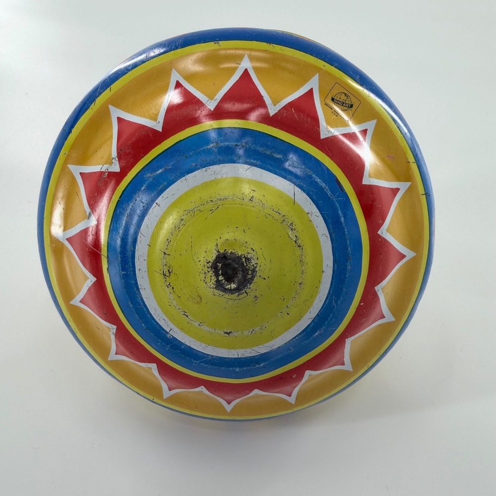 Tin Toy Vintage Circus Spinning Top Toy USA 60s 70s Litho Ohio Art Classic - Picture 4 of 7
